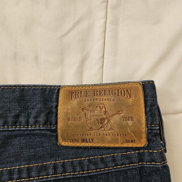 True Religion Billy Jeans Mens 42 Blue Relaxed Bootcut Cotton Y2K Made In USA - Picture 6 of 11
